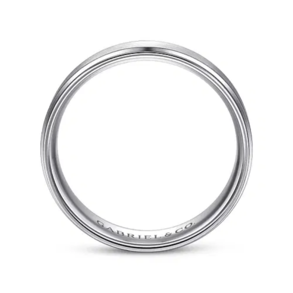 14K Gold 6mm - Satin Finish Beveled Edge Men's Wedding Band - Image 7