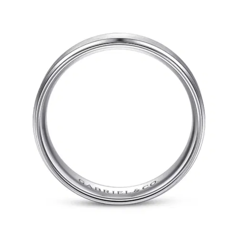 14K Gold 6mm – Brushed Beveled Edge Men’s Wedding Band Gabriel 46