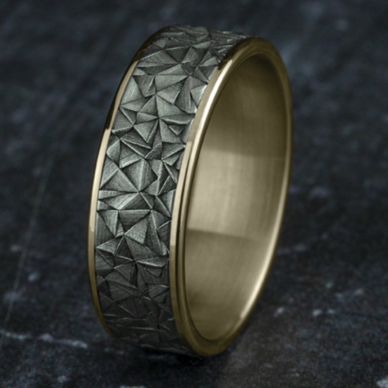14K Gold and Tantalum 7.5mm – Kaleidoscope Men’s Wedding Band Ammara Stone 30