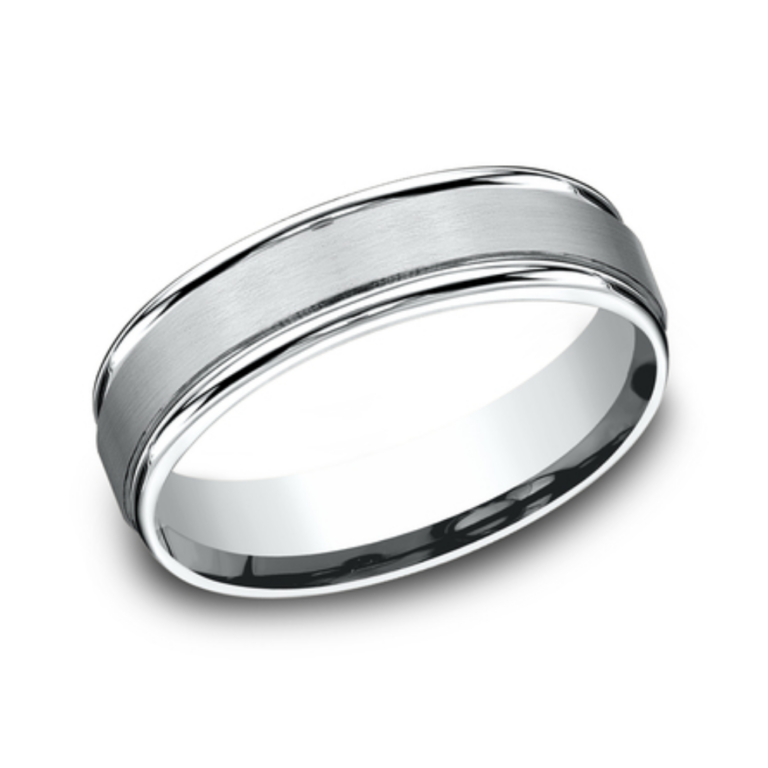14K Gold 6mm – Rounded Satin Finish Men’s Wedding Band Benchmark 22
