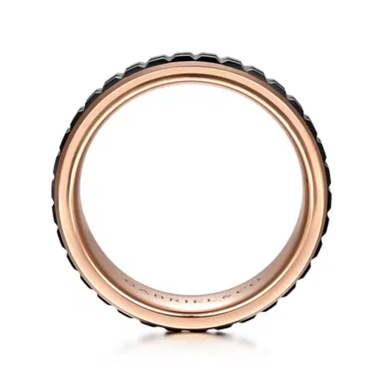 14K Gold and Black Ceramic 7mm – Men’s Wedding Band Gabriel 23