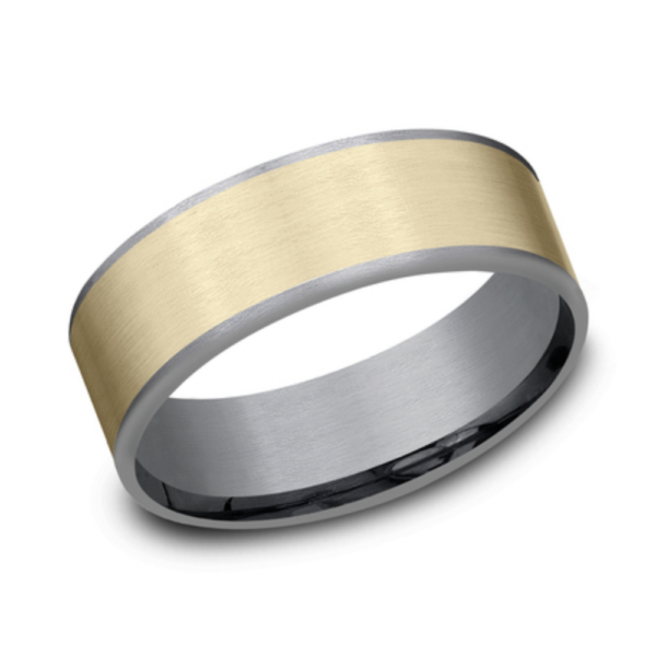 14K Gold and Tantalum 7.5mm - Satin Men's Wedding Band - Image 2