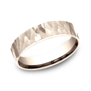 14K Gold 5mm - Hammered Finish Men's Wedding Band