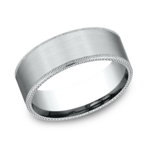 14K Gold 8mm - Satin Riveted Men's Wedding Band