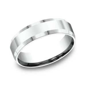 14K Gold 6.5mm - Polished Beveled Men's Wedding Band