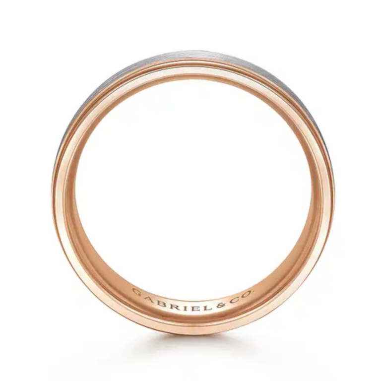 14K Two-Tone Gold 7mm – Satin Finish Men’s Wedding Band Gabriel 24