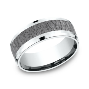 14K Gold and Tantalum 8mm - Bark Men's Wedding Band