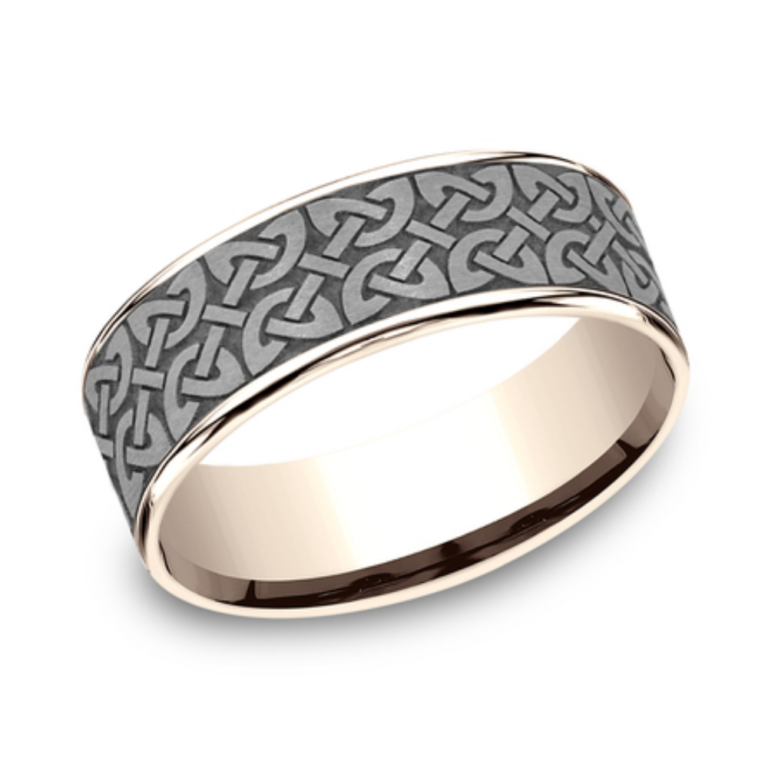 14K Gold and Tantalum 7.5mm – Celtic Men’s Wedding Band Ammara Stone 11