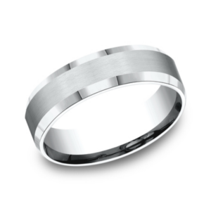 14K Gold 6.5mm - Satin Beveled Men's Wedding Band
