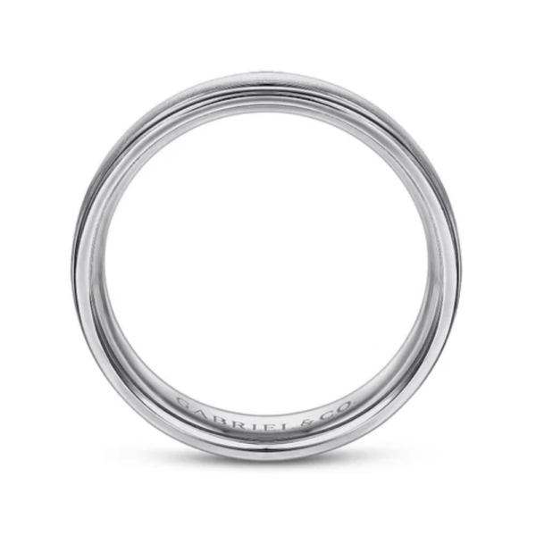 14K Gold 6mm - Sandblast Finish Polished Edges Men's Wedding Band - Image 7