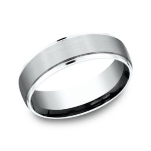 14K Gold 6.5mm - Satin Dropped Men's Wedding Band