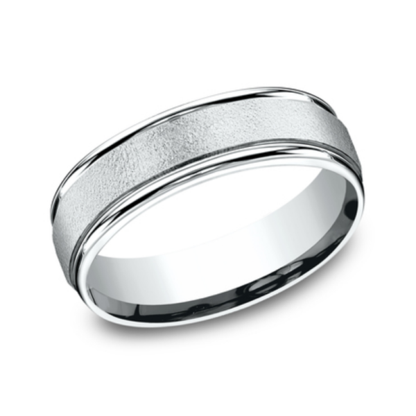 14K Gold 6.5mm - Wire Brush Men's Wedding Band - Image 2