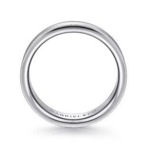 14K Gold 6mm – Sandblast Finish Milgrain Edges Men’s Wedding Band Gabriel 17