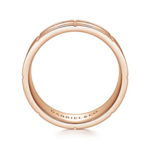 14K Gold 8mm – Satin Checkered Pattern Men’s Wedding Band Gabriel 17