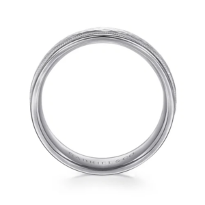 14K Two-Tone Gold 6mm – Hammered Finish Milgrain Men’s Wedding Band Gabriel 50