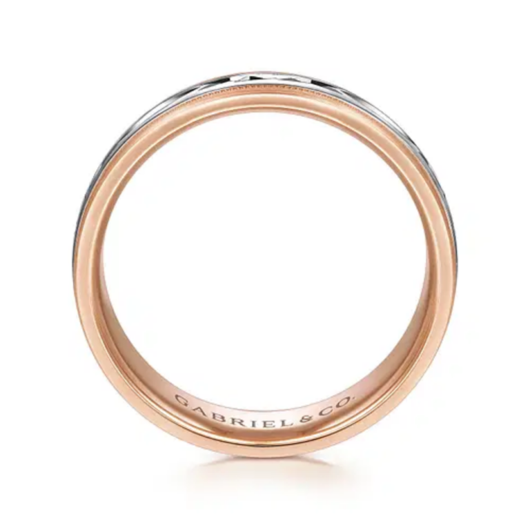 14K Two-Tone Gold 6mm – Diamond Cut Center Men’s Wedding Band Gabriel 52