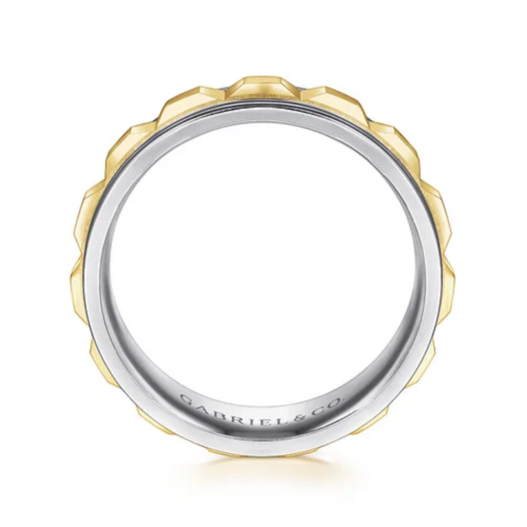 14K Two-Tone Gold 8mm – Grommet Inlay Men’s Wedding Band Gabriel 20
