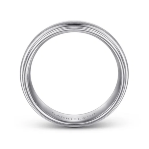 14K Two-Tone Gold 8mm – Satin Finish Grooved Men’s Wedding Band Gabriel 24