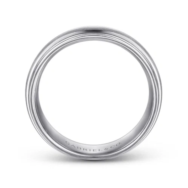 14K Two-Tone Gold 8mm - Satin Finish Grooved Men's Wedding Band - Image 11