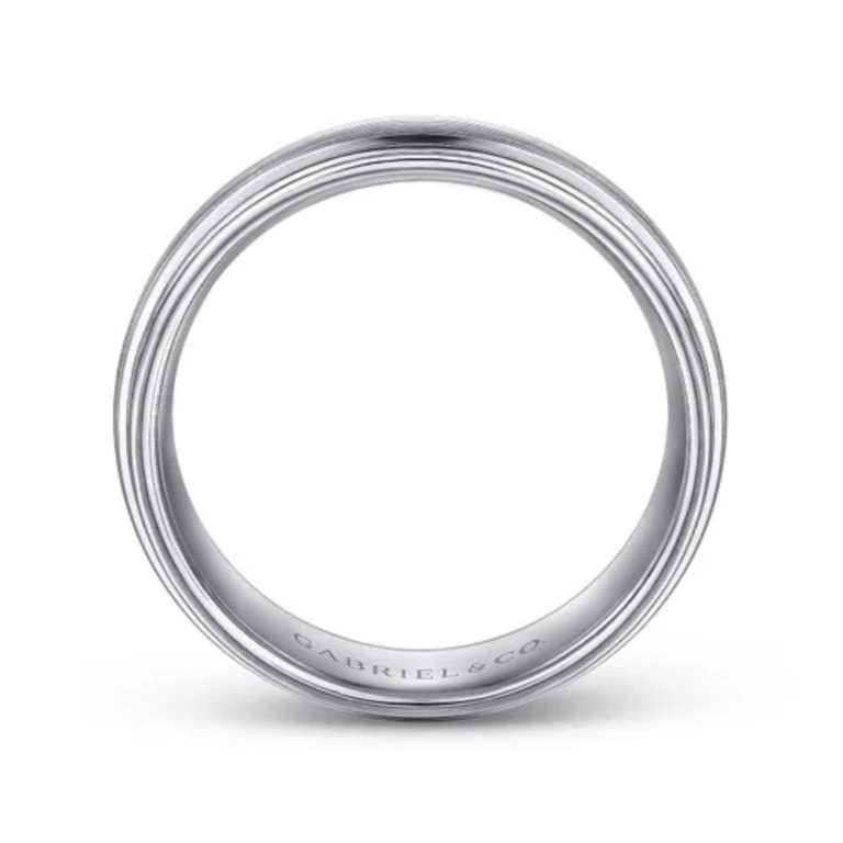 14K Two-Tone Gold 8mm – Satin Finish Grooved Men’s Wedding Band Gabriel 24