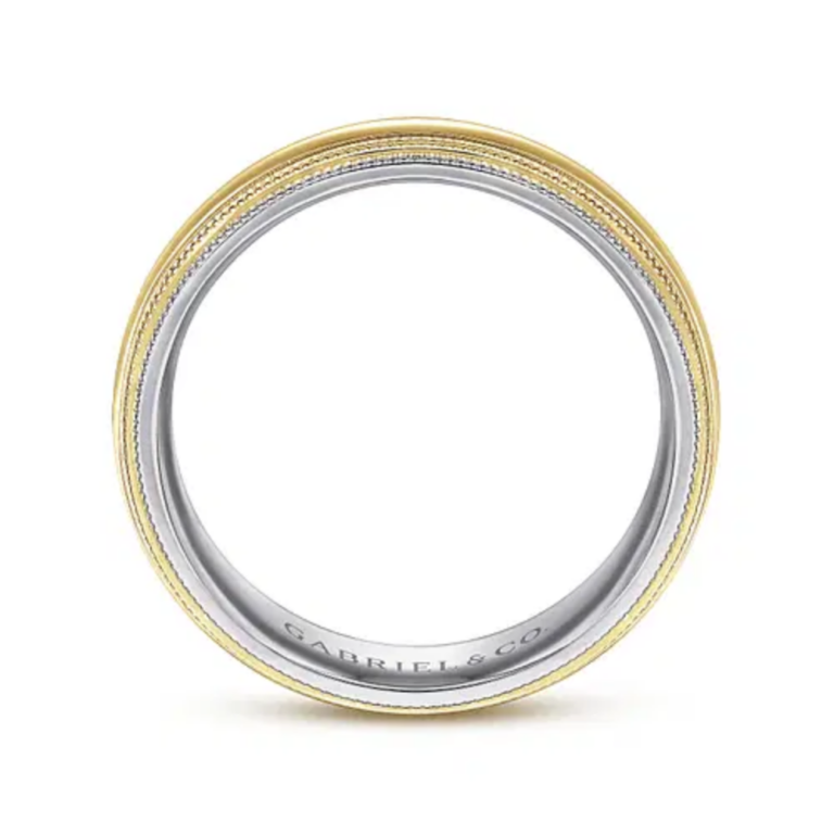 14K Two-Tone Gold 6mm – Double-Milgrain Men’s Wedding Band Gabriel 53