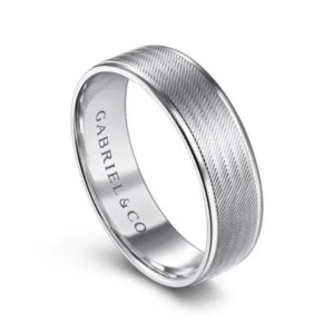 14K Gold 6mm - Diagonal Brushed Finish Men's Wedding Band