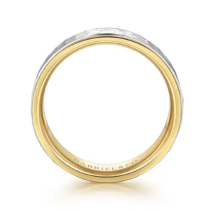 14K Two-Tone Gold 8mm – Hammered Finish Men’s Wedding Band Gabriel 42
