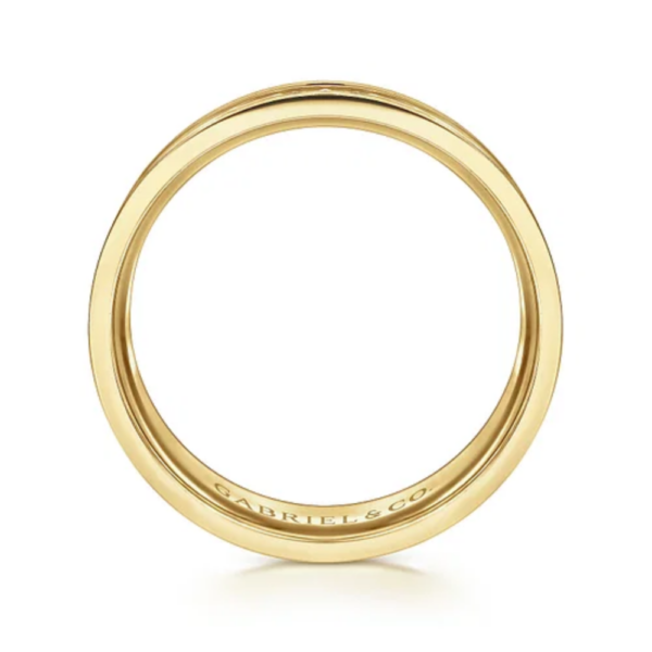 14K Gold 7mm - Satin Finish Diamond Cut Men's Wedding Band - Image 7