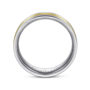 14K Two-Tone Gold 7mm – Three-Row Satin Men’s Wedding Band Gabriel 34
