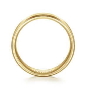 14K Gold 6mm – Satin Finish Beveled Edge Men’s Wedding Band Gabriel 45