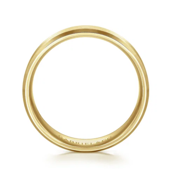 14K Gold 6mm - Satin Finish Beveled Edge Men's Wedding Band - Image 3