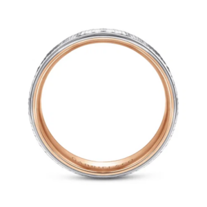 14K Two-Tone Gold 6mm – Vertical Etching Men’s Wedding Band Gabriel 24