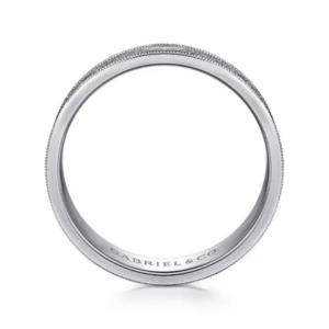 14K Gold 6mm – Sandblast Vertical Etching Men’s Wedding Band Gabriel 24