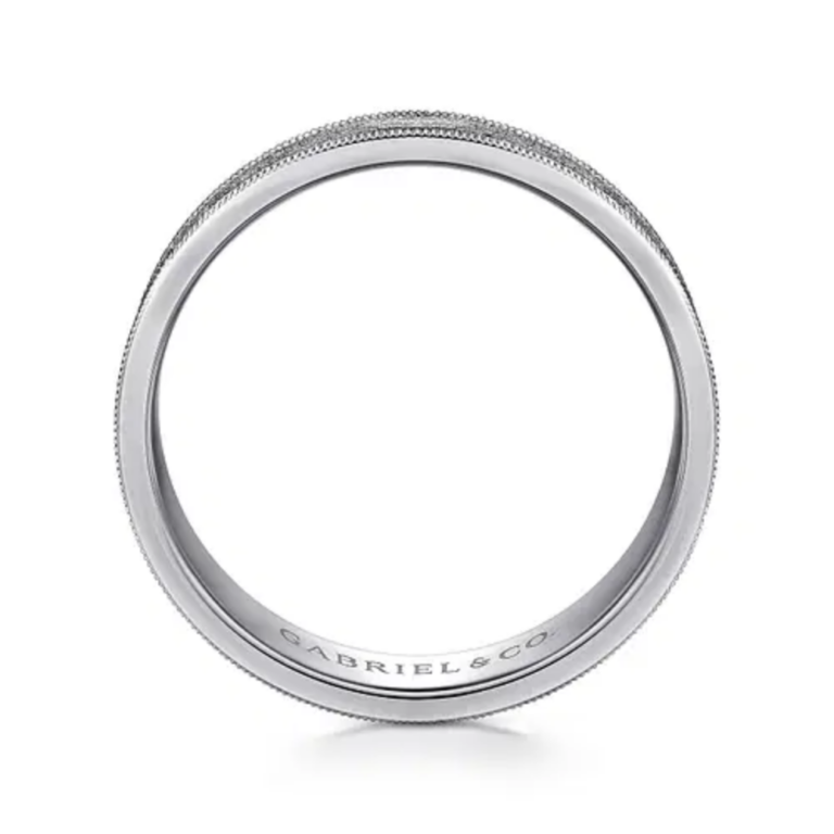 14K Gold 6mm – Sandblast Vertical Etching Men’s Wedding Band Gabriel 24