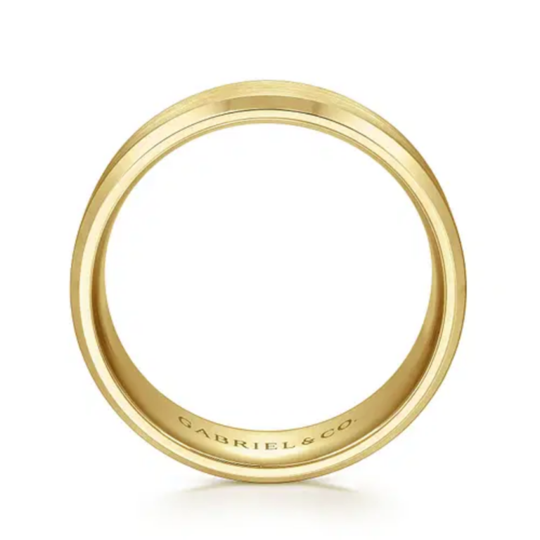 14K Gold 8mm – Satin Finish Beveled Edge Men’s Wedding Band Gabriel 24