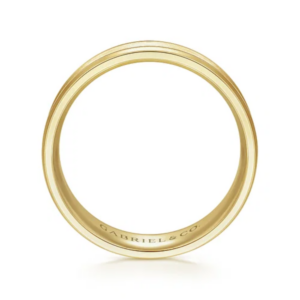 14K Gold 6mm – Satin Finish Milgrain Accent Men’s Wedding Band Gabriel 46