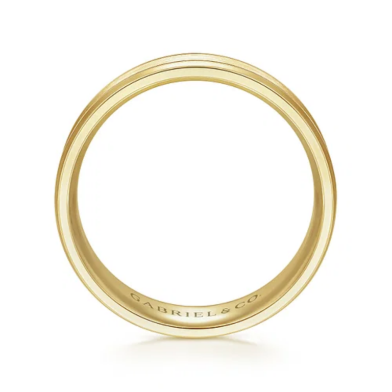 14K Gold 6mm – Satin Finish Milgrain Accent Men’s Wedding Band Gabriel 20
