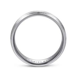 14K Gold 7mm – Satin Finish Grooved Accents Men’s Wedding Band Gabriel 16