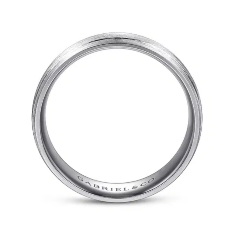 14K Gold 7mm – Satin Finish Grooved Accents Men’s Wedding Band Gabriel 16
