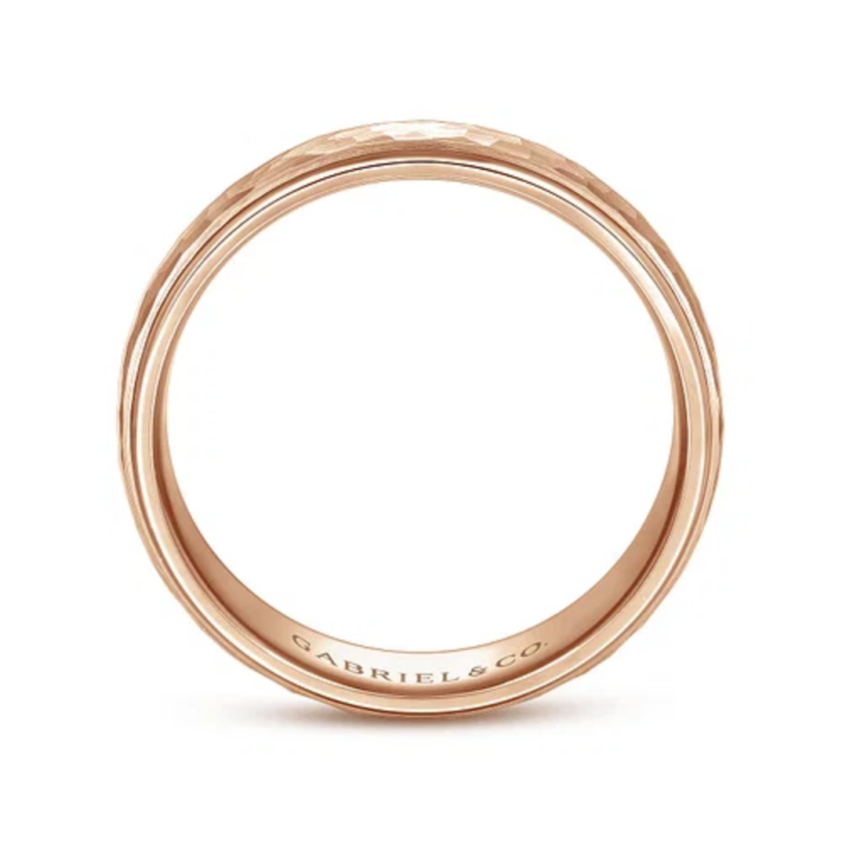 14K Gold 6mm – Hammered Finish Men’s Wedding Band Gabriel 24