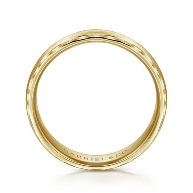 14K Gold 6mm – Satin Carved Men’s Wedding Band Gabriel 24