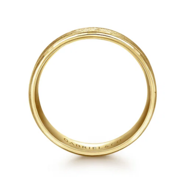 14K Gold 6mm - Horizontal Brush Finish Men's Wedding Band - Image 7