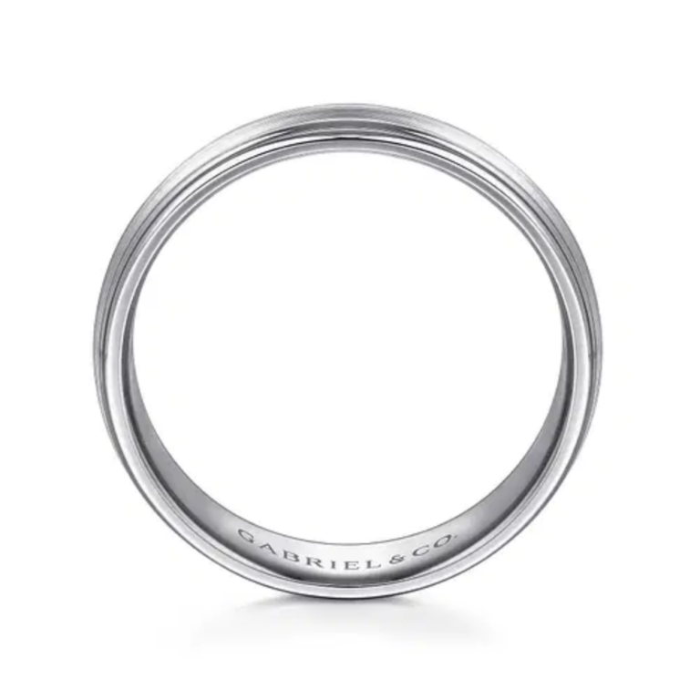 14K Gold 6mm – Satin Finish Grooved Men’s Wedding Band Gabriel 16