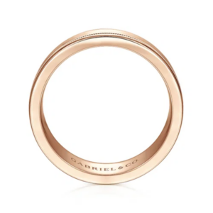 14K Gold 7mm – Milgrain Accented Men’s Wedding Band Gabriel 50