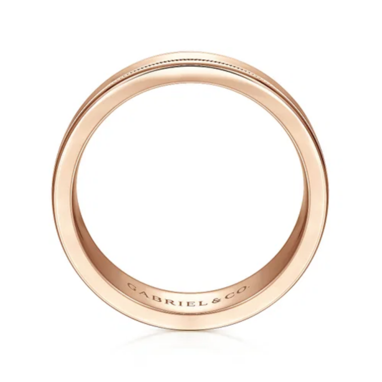 14K Gold 7mm – Milgrain Accented Men’s Wedding Band Gabriel 24