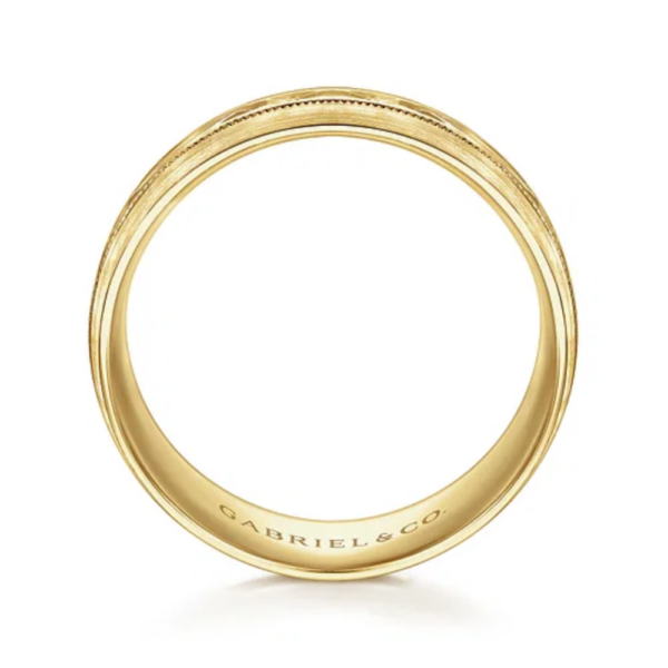 14K Gold 8mm - Diamond Cut Center Men's Wedding Band - Image 7