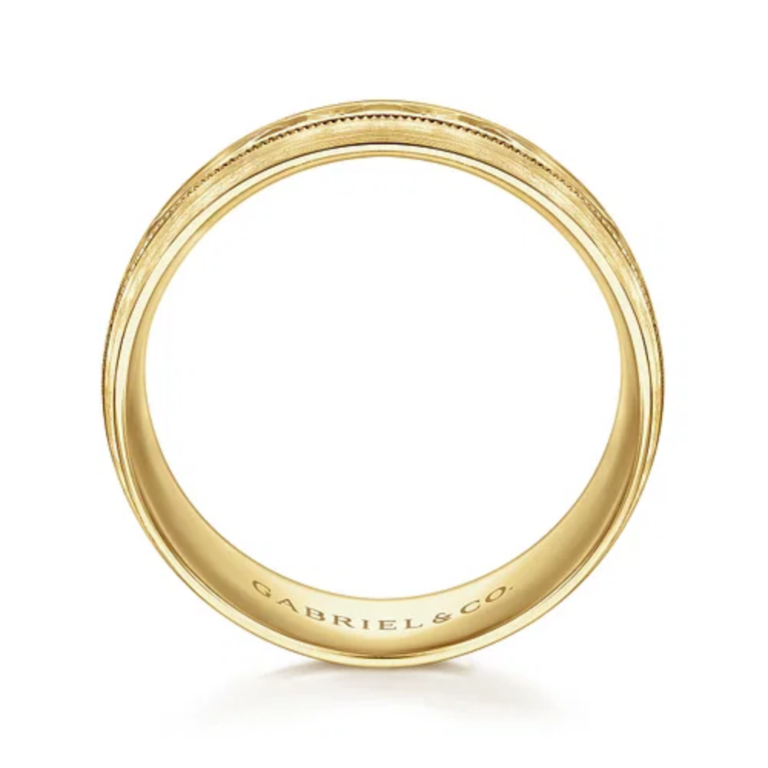14K Gold 8mm – Diamond Cut Center Men’s Wedding Band Gabriel 20