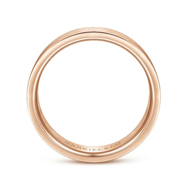 14K Gold 6mm - Flat Brushed Finish Men's Wedding Band - Image 7