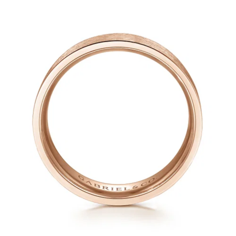 14K Gold 6mm – Horizontal Brush Men’s Wedding Band Gabriel 24