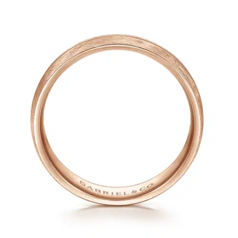 14K Gold 6mm – Brushed Diamond Cut Men’s Wedding Band Gabriel 24